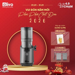  Máy Ép Chậm OLIVO SJ196 – Ống Tiếp Nguyên Liệu Lớn 13cm – Động Cơ AC Cao Cấp 