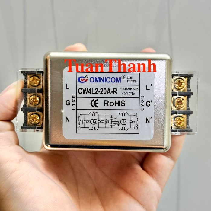 Bộ Lọc Nguồn Chống Nhiễu 1Pha 220VAC Có 2 Cuộn Cảm CW4L2-20A-R