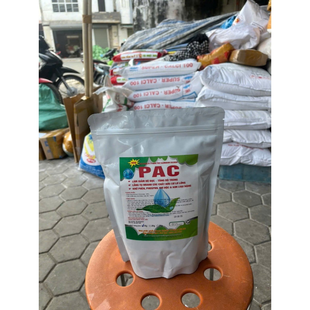 PAC,  gói 1kg, lắng tụ chất Lơ Lửng, làm trong nước hồ bơi, khử phèn ao nuôi tôm cá, khử phèn vàng, 