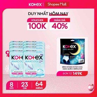  Combo 8 Gói Băng Vệ Sinh Kotex Maxcool French Spa Mát Lạnh Êm Chiết Xuất Lavender Dịu Nhẹ 23cm 8 Miếng Gói 