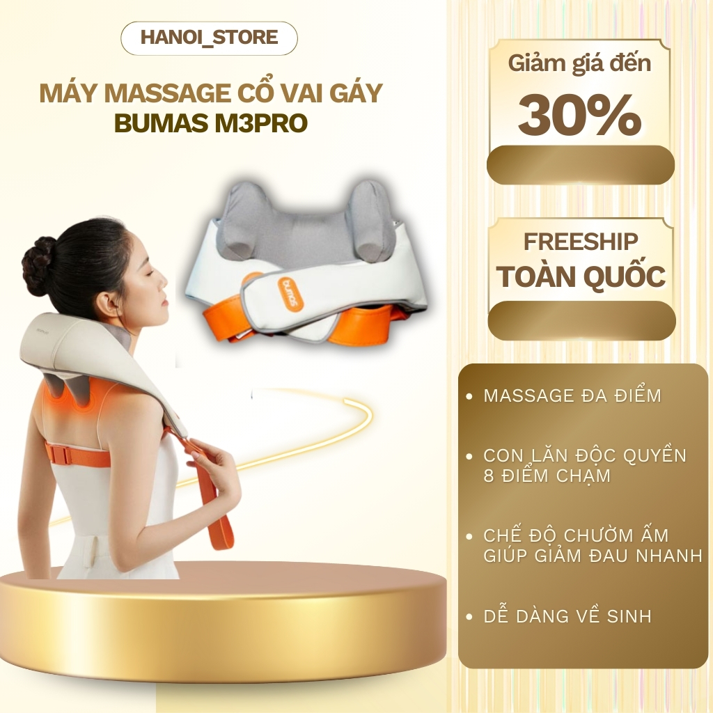 Máy Massage Cổ Vai Gáy M3 Pro BUMAS - Máy Massage Toàn Thân Giúp Massage Sâu Cải Thiện Nhức Mỏi