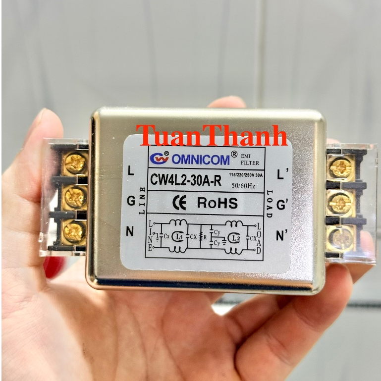 Bộ Lọc Nguồn Chống Nhiễu 1Pha 220VAC Có 2 Cuộn Cảm CW4L2-30A-R