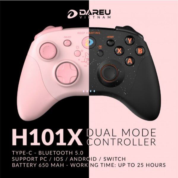 Tay cầm chơi game không dây DAREU H101X (Dual Mode: Type-C, Bluetooth)