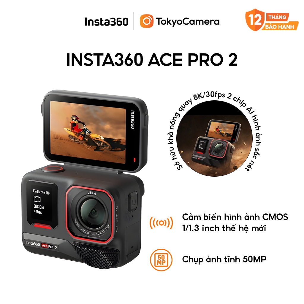 Camera hành trình Insta360 Ace Pro 2 chống rung chống nước bảo hành chính hãng 12 tháng