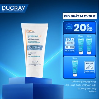   FS  Kem chống nắng kiềm dầu cho da dầu mụn Ducray Keracnyl UV SPF50+ 50ml bảo vệ da khỏi tia UVA & UVB 