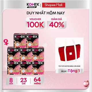  Combo 8 Gói Băng Vệ Sinh Kotex LUXE  Mặt Bông Êm Mềm Dễ Chịu Với  4000 Lỗ Thấm Hút Siêu Tốc 23cm 8 Miếng Gói 