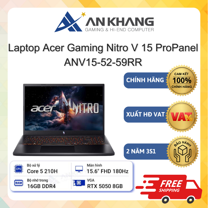 Laptop Acer Gaming Nitro V 15 ProPanel ANV15-52-59RR (Core 5 210H;16GB; 512GB SSD; RTX5050/8GB; 15.6