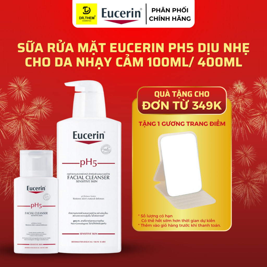 Sữa Rửa Mặt Eucerin PH5 Cho Da Nhạy Cảm 100ml & 400ml - Facial Cleanser Sensitive Skin SRM- Dr Thêm