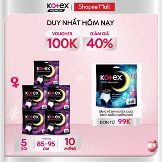   KOL LIVE  Combo 5 Băng vệ sinh Kotex Ban Đêm dạng quần cỡ M L 2x16 