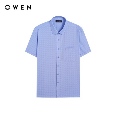 Owen - Áo sơ mi ngắn tay Body Fit AB255130NT màu Xanh dương chất liệu Nano