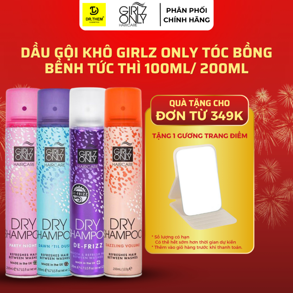 Dầu Gội Khô Girlz Only Party Nights / Dawn 'Til Dusk / Dazzling Volume / No Residue Nude 100ml / 200ml- Dr Thêm