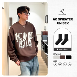  Áo nỉ Sweater Nam nữ Roolieb form rộng họa tiết Neadzic dày dặn SCR021 