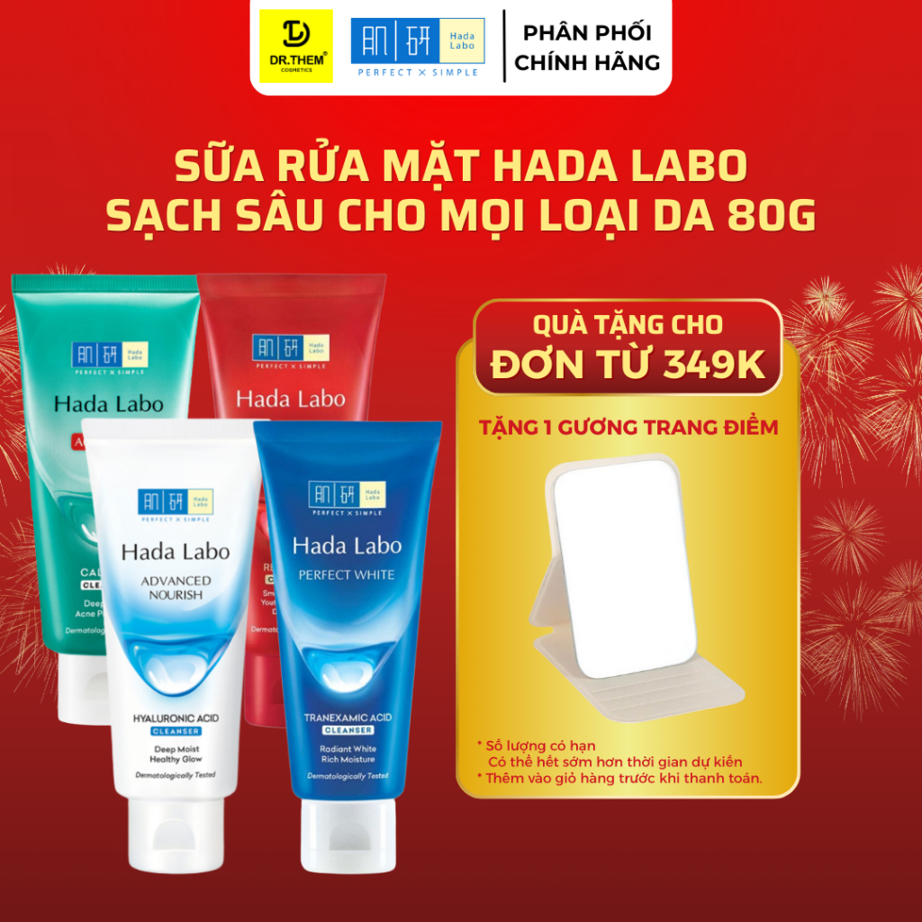 Sữa Rửa Mặt Hada Labo Premium / Advanced Nourish / Perfect White / Acne Care / Pro Anti Aging Cleanser 80g - Dr Thêm