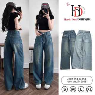 Quần Jean Nữ Ống Suông Cạp Cao 2 Màu Rách Túi Cá Tính Hottrend 2025 - HD Boutique 