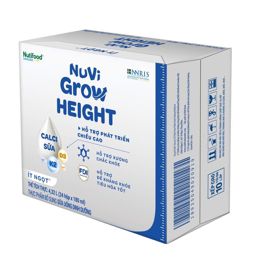 Thùng 24 Hộp 110mL- 180mL Nuvi Grow Height Sữa Bột Pha Sẵn Tăng Chiều Cao cho Bé - NUTIFOOD SHOP