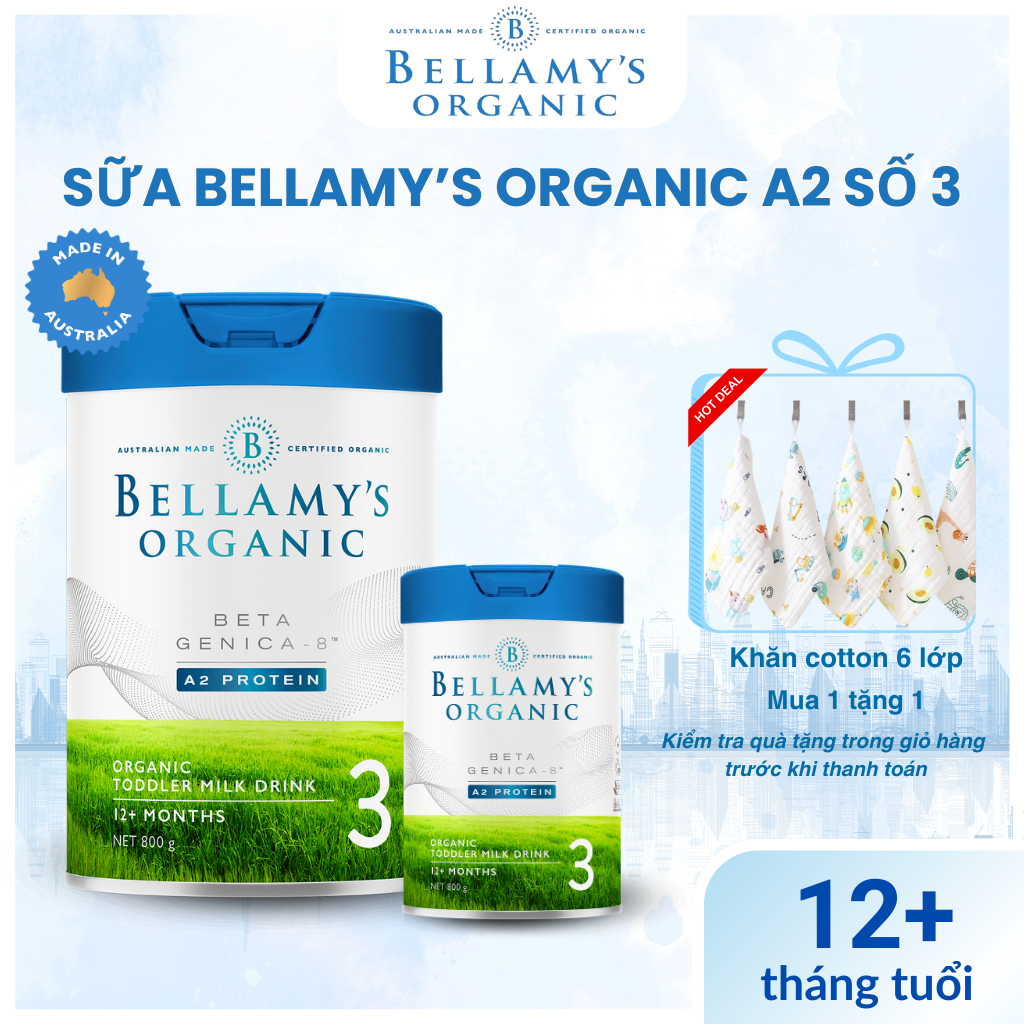 Sữa Bellamy Organic A2 Số 3 cho bé 1–3 Tuổi – Mát Lành, Dễ Tiêu Hóa, Hấp Thu Tốt, Bé Ngủ Ngon - BELL