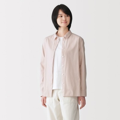 [26SS] MUJI Áo Sơ Mi Cổ Thường Tay Dài Vải Broadcloth