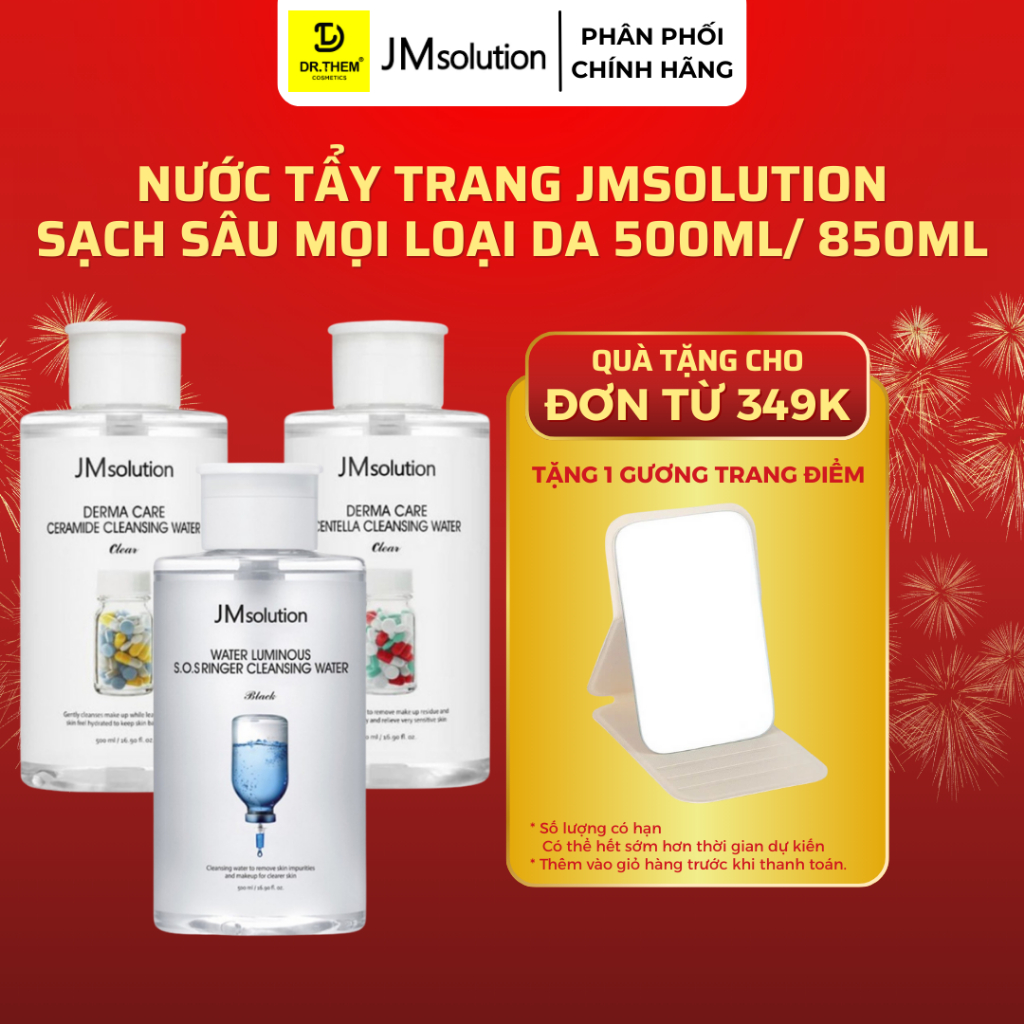 Nước Tẩy Trang Jmsolution Cleansing Water 500ml / 850ml (JM solution Centella/Ceramide/S.O.S Ringer)- Dr Thêm