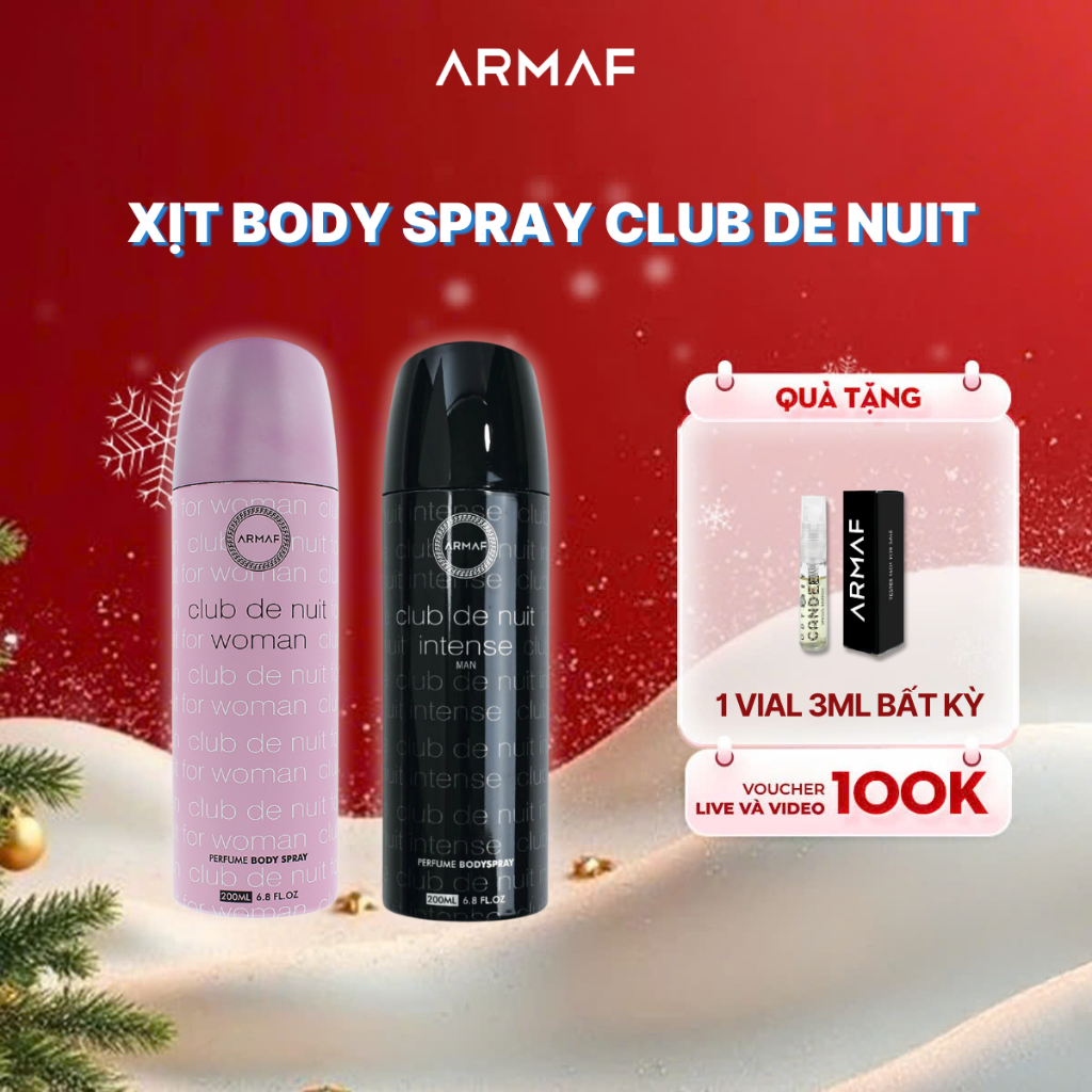 Xịt Body Spray  Armaf Club De Nuit 200ml / Xịt Khử Mùi Toàn Thân Nước Hoa Sang Trọng