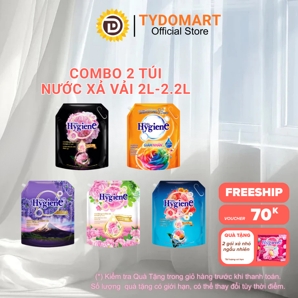 (Combo 2 Túi Lớn) Nước Xả Vải Hygiene Thái Lan Đậm Đặc Dung Tích 2000-2200ml/Túi