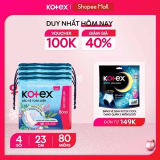   KOL LIVE  Lốc 4 băng vệ sinh Kotex Bảo Vệ Toàn Diện 23cm Siêu Mỏng Cánh 20x16 