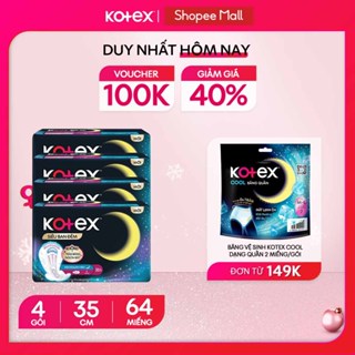   KOL LIVE  Lốc 4 băng vệ sinh Kotex Siêu Ban Đêm 35cm 8x24 