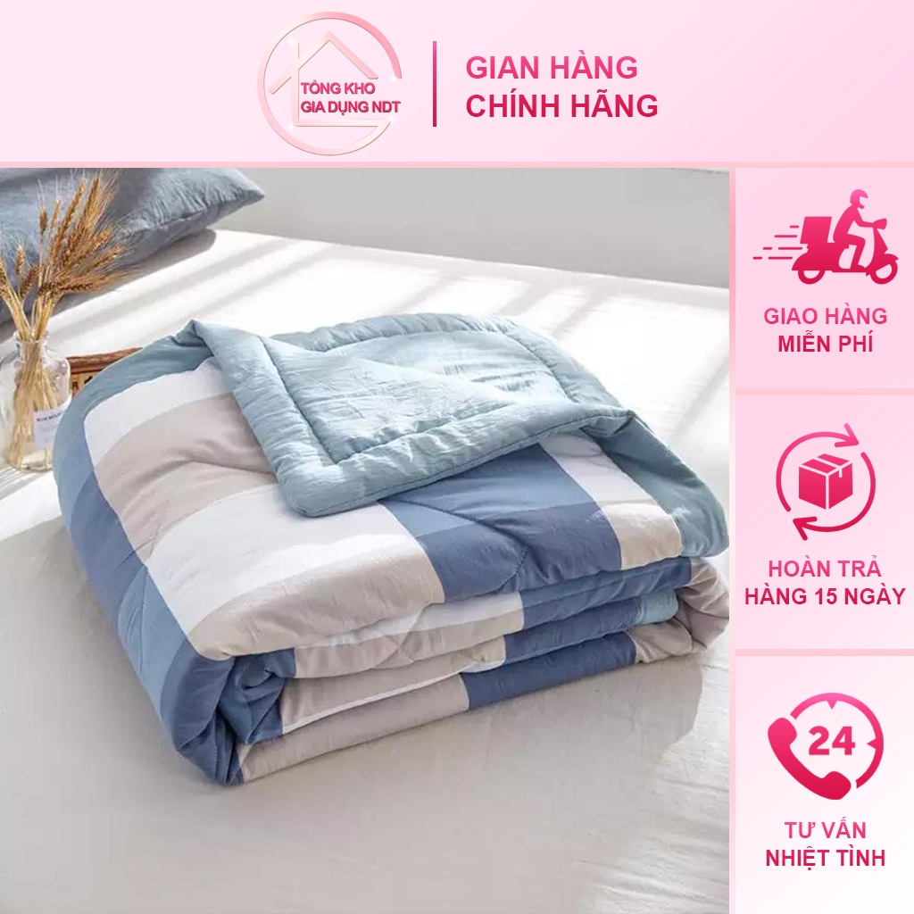 Chăn hè chần bông cotton đắp 2 mặt thoáng mát kích thước 1m5 x 1m9