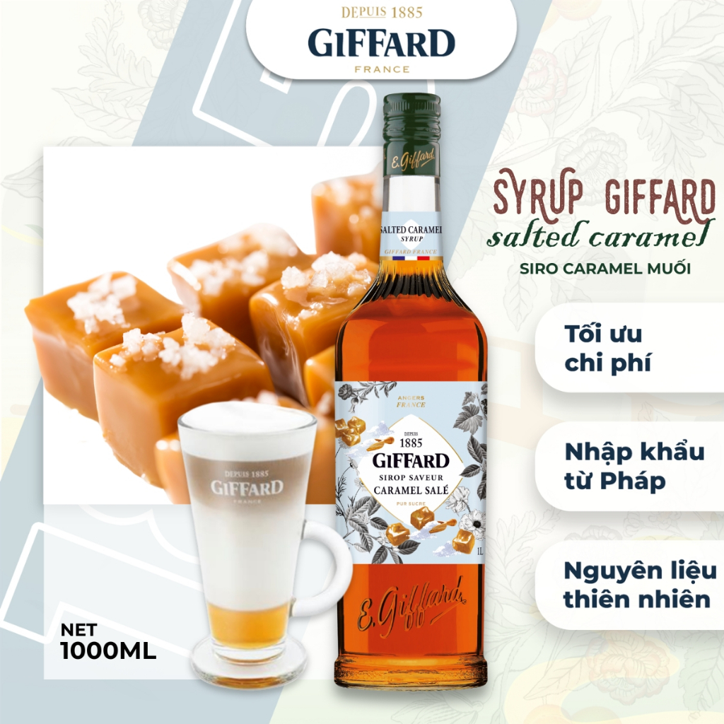 Siro hương vị Caramel Muối - Giffard Salted Caramel Syrup 1000ml