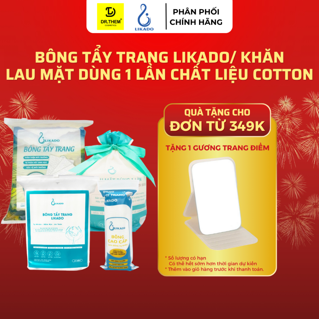 Bông Tẩy Trang Likado Túi 222 Miếng / 100 Miếng Tròn / Khăn Lau Mặt Dùng 1 Lần - Chất Liệu Cotton- D