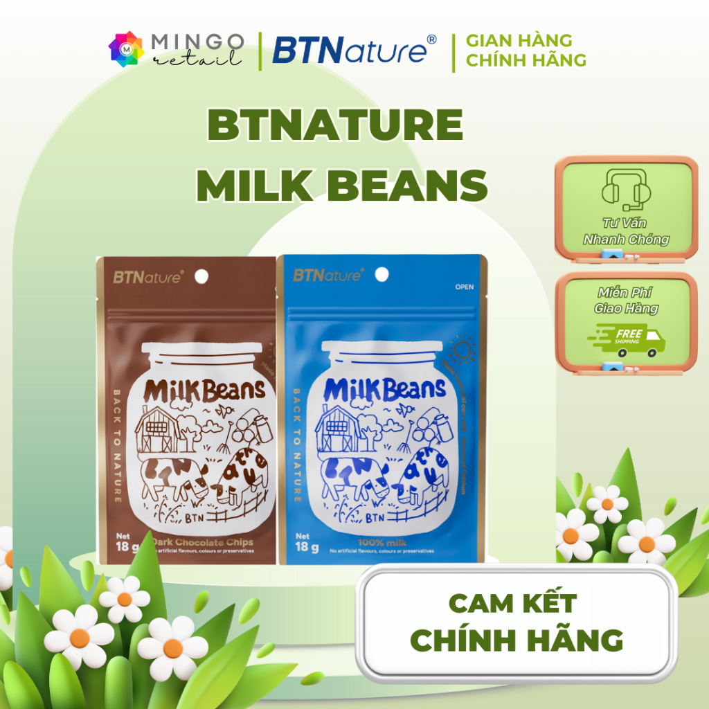 Viên Kẹo Sữa BTNature Milk Beans - Túi 18g