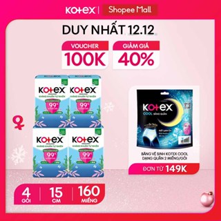   KOL LIVE  Lốc 4 băng vệ sinh Kotex Hàng ngày Kháng Khuẩn Tự Nhiên 15cm 40x24 