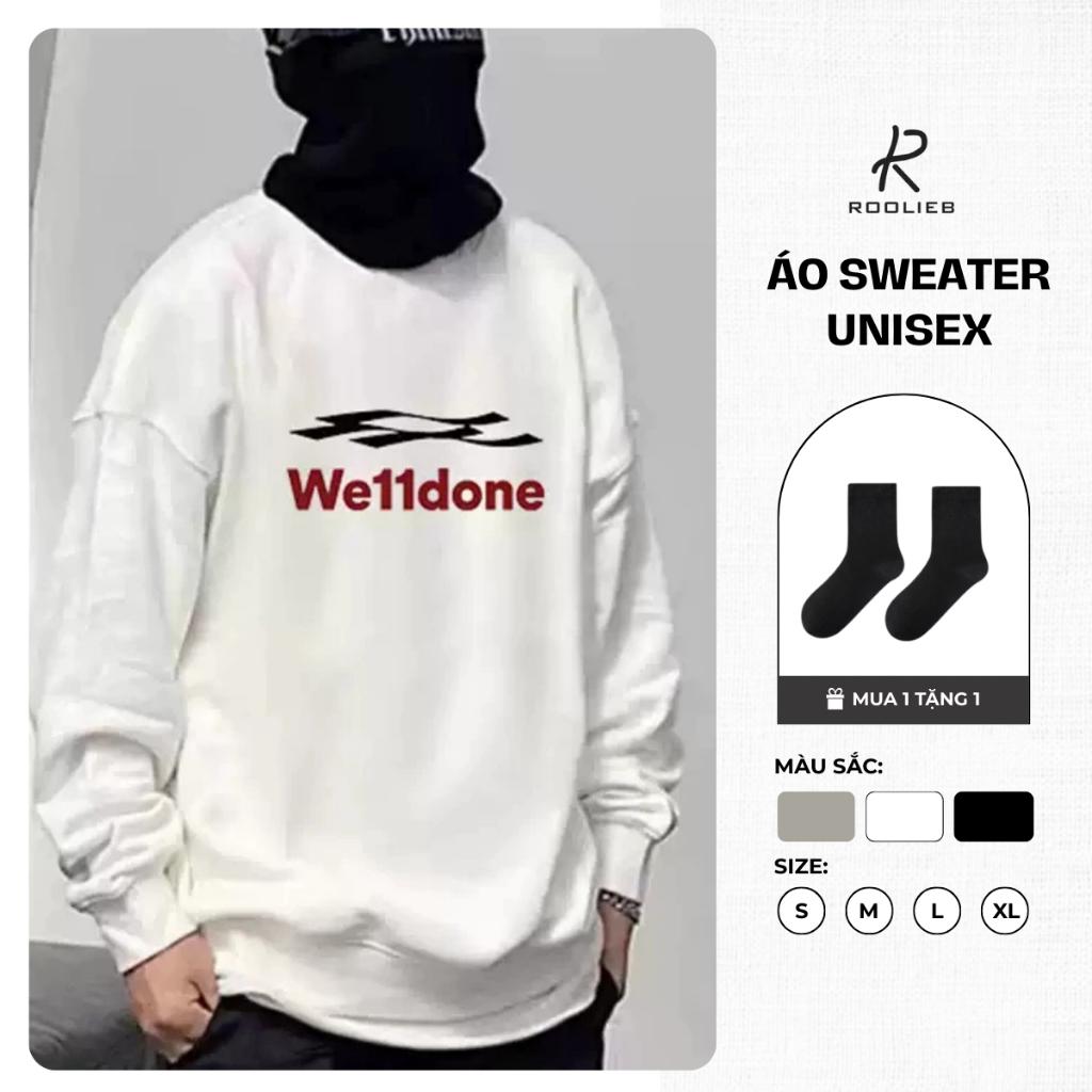 Áo Sweater Nam nữ Roolieb Unisex họa tiết welldone