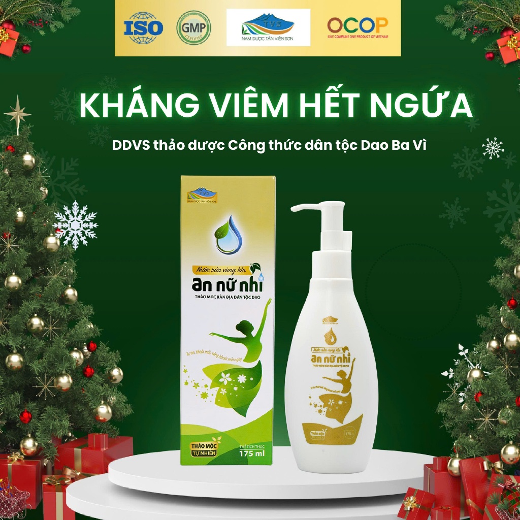 Dung dịch vệ sinh phụ nữ thảo mộc  An Nữ Nhi giảm viêm ngứa, khử mùi, an toàn cho mẹ bầu, 175 ml