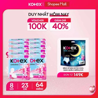   KOL LIVE  Lốc 8 băng vệ sinh Kotex Gardenia Deo+ - Hoa Anh Đào 23cm SMC 8x48 