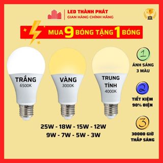 Bóng đèn led THP LUMI Trắng Vàng Trung tính 25W 18W 15W 9W 7W 5W siêu sáng tiết kiệm điện - bulb tròn 6500K 4000K 3000K