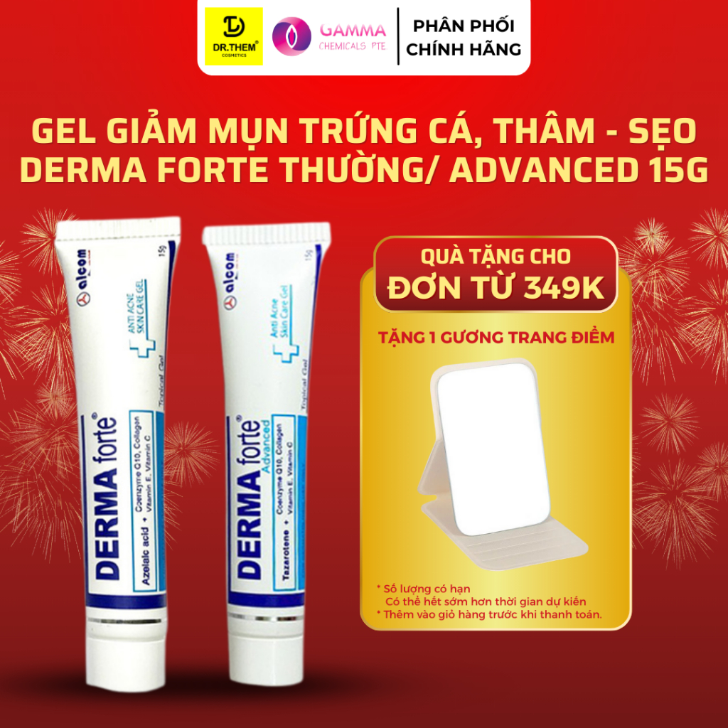 Derma Forte 15g - Gamma, Bản Thường / Advanced, Gel Giúp Giảm Mụn Trứng Cá, Ngừa Thâm, Mờ Sẹo, Da Dầu Mụn - Dr Thêm