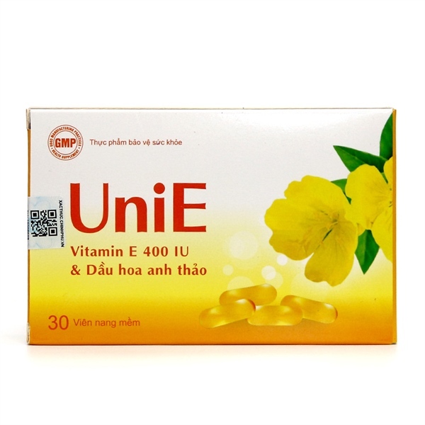 Viên uống UniE Hộp 30 VIÊN (Vitamin E 400IU và Dầu hoa anh thảo)