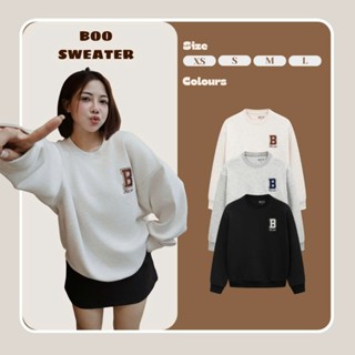  Áo Nỉ Không Mũ BOO Sweater Form Overfit Thêu Logo BOO Basic Cá Tính Chất Liệu Dày Dặn Ấm Áp 