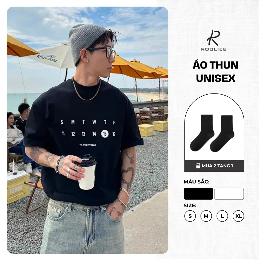 Áo thun Roolieb Unisex Cotton phong cách Timeday form rộng SSR023 | BigBuy360 - bigbuy360.vn