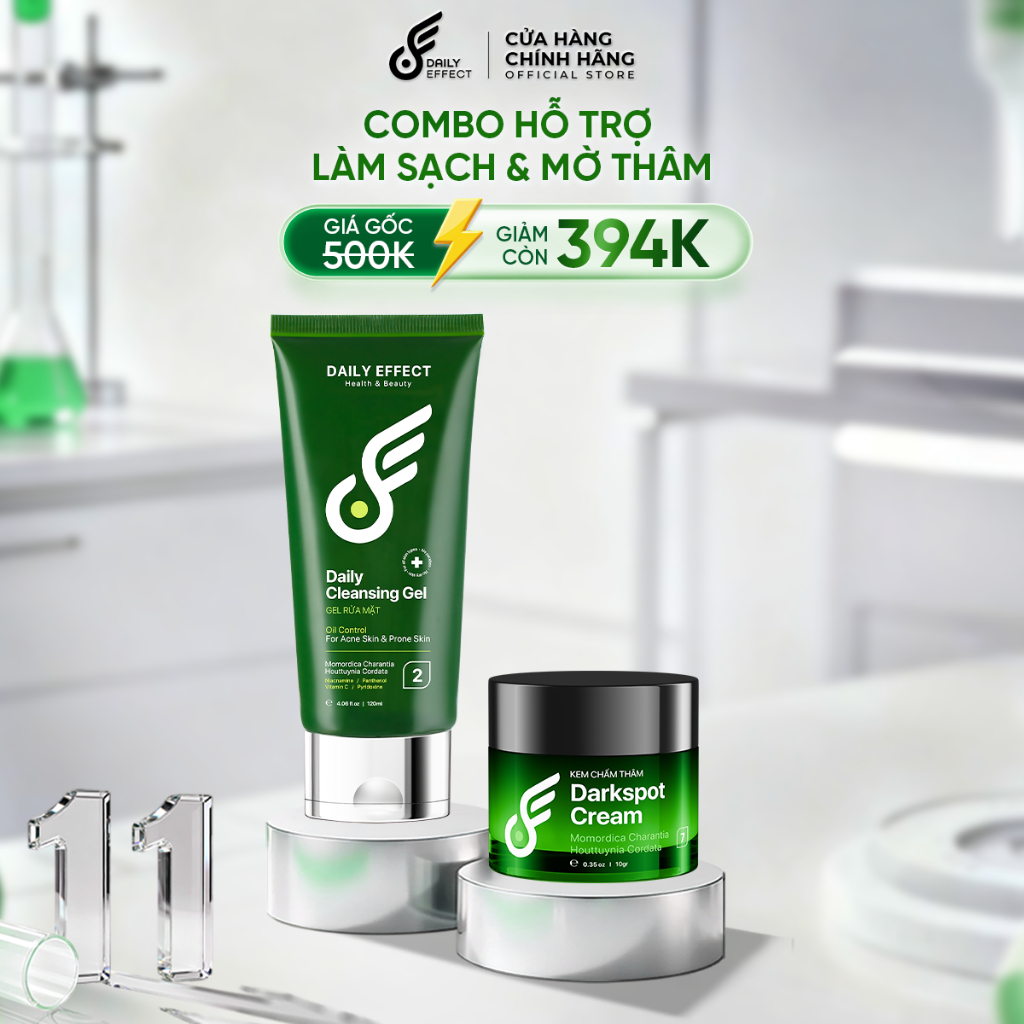   Combo Sữa Rửa Mặt + Kem Chấm Thâm  - DAILY EFFECT  120g + 10g  
