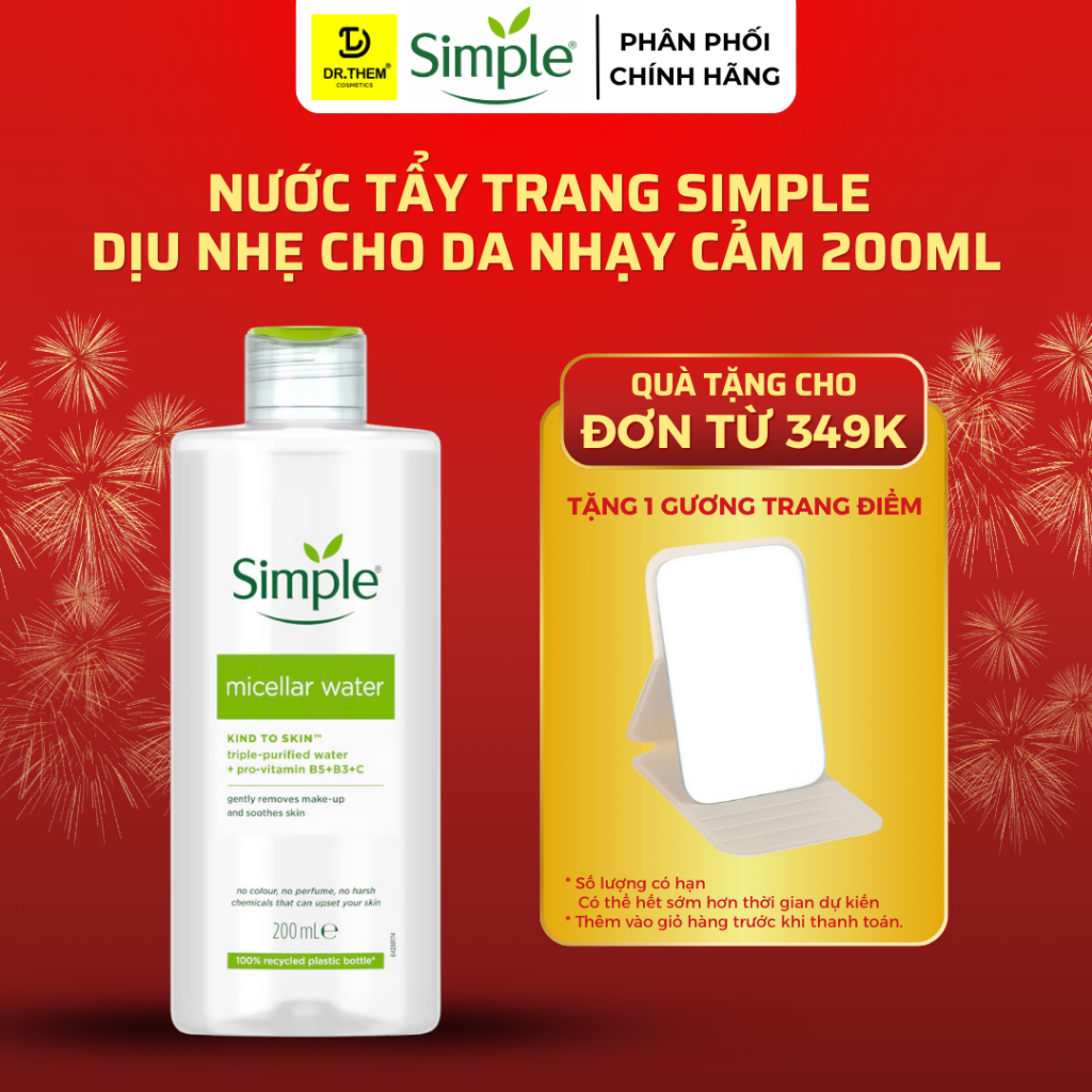 Nước Tẩy Trang Simple Micellar Cleansing Water 200ml / 400ml - Dịu Nhẹ Cho Da Nhạy Cảm- Dr Thêm | BigBuy360 - bigbuy360.vn