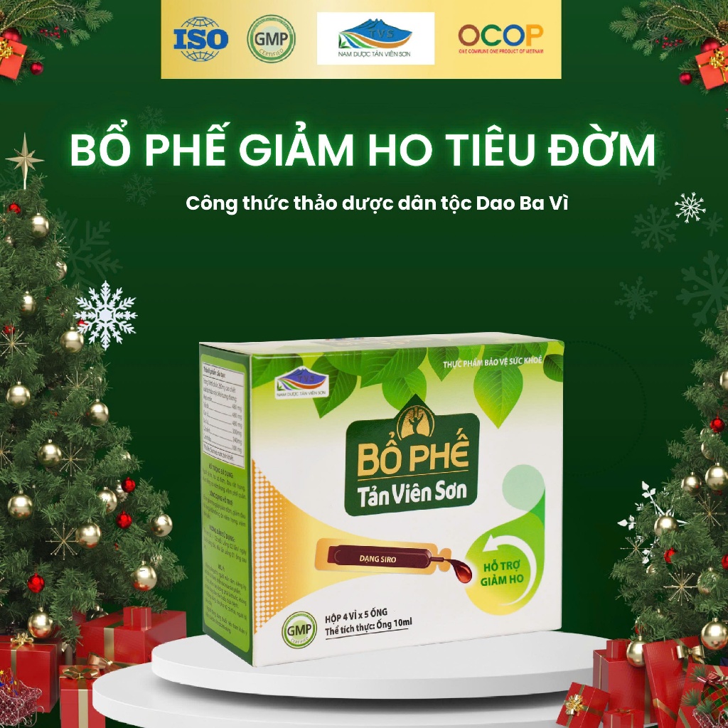 Bổ phế Nam dược siro ho hộp 4 Vỉ*5 ống Tản Viên Sơn giúp tiêu đờm, giảm ho và đau rát họng