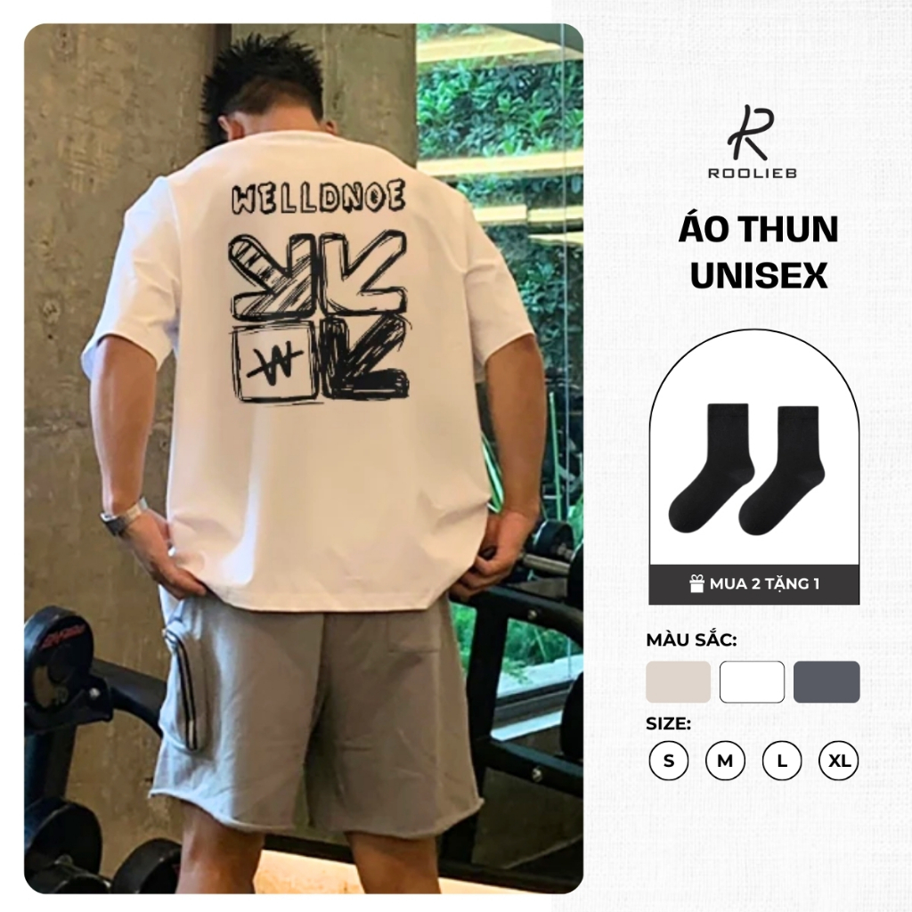 Áo thun Unisex Roolieb Cotton form rộng Welldf form rộng SSR019 | BigBuy360 - bigbuy360.vn