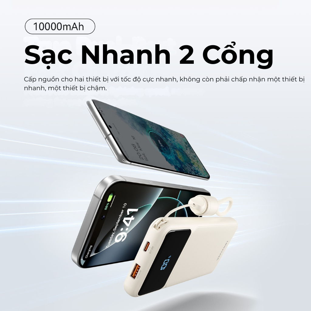 Pin Sạc Dự Phòng 20000mAh Vention 22.5W, Đạt Chuẩn 3C, 2 Cổng USB-A/C Kèm Dây Sạc Type C Màn LED Cho Điện Thoại Laptop | BigBuy360 - bigbuy360.vn