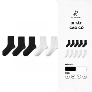  Bi tất Roolieb cao cổ màu trắng đen 