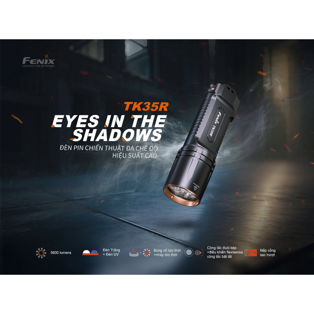Roxontool -  Đèn pin Fenix TK35R sáng max 5800 lumen , chiếu xa 610 mét