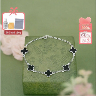  Lắc Tay Bạc Nữ Tyche Black Leaf Vòng Tay Cỏ 4 Lá Bắt Sáng Lấp Lánh,Vòng Tay Sang Trọng Thanh Lịch TYCHE JEWELRY 