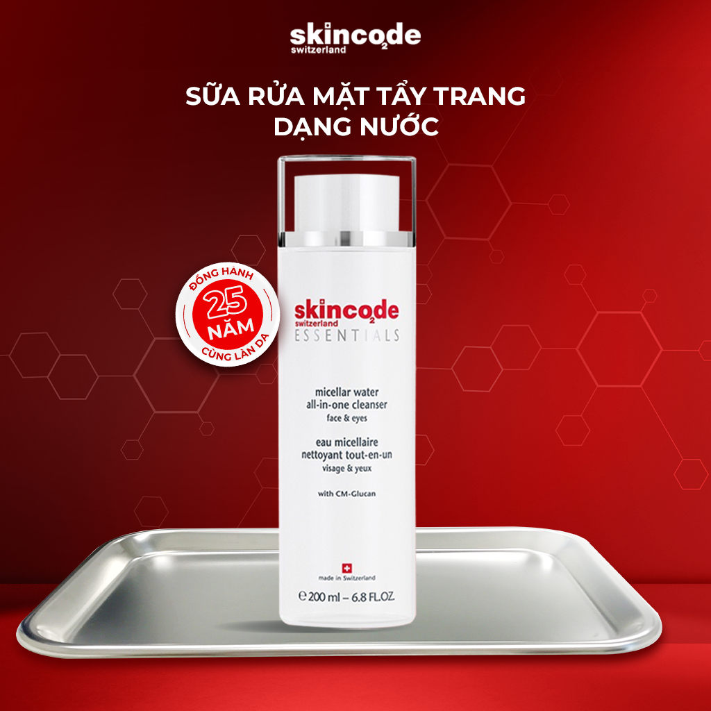 Sữa Rửa Mặt Tẩy Trang Dạng Nước Skincode Micellar Water All In One Cleanser 200ml - MS 1025