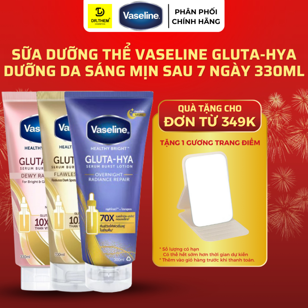 Sữa Dưỡng Thể Vaseline Gluta-Hya Dưỡng Da Sáng Mịn Sau 7 Ngày 330ml - Dr Thêm