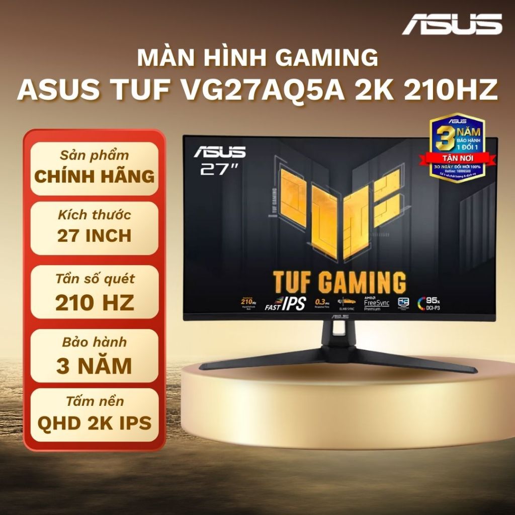 Màn hình gaming ASUS TUF VG27AQ5A 27' QHD 2K FAST IPS 210Hz 1ms Bảo hành chính hãng 3 năm